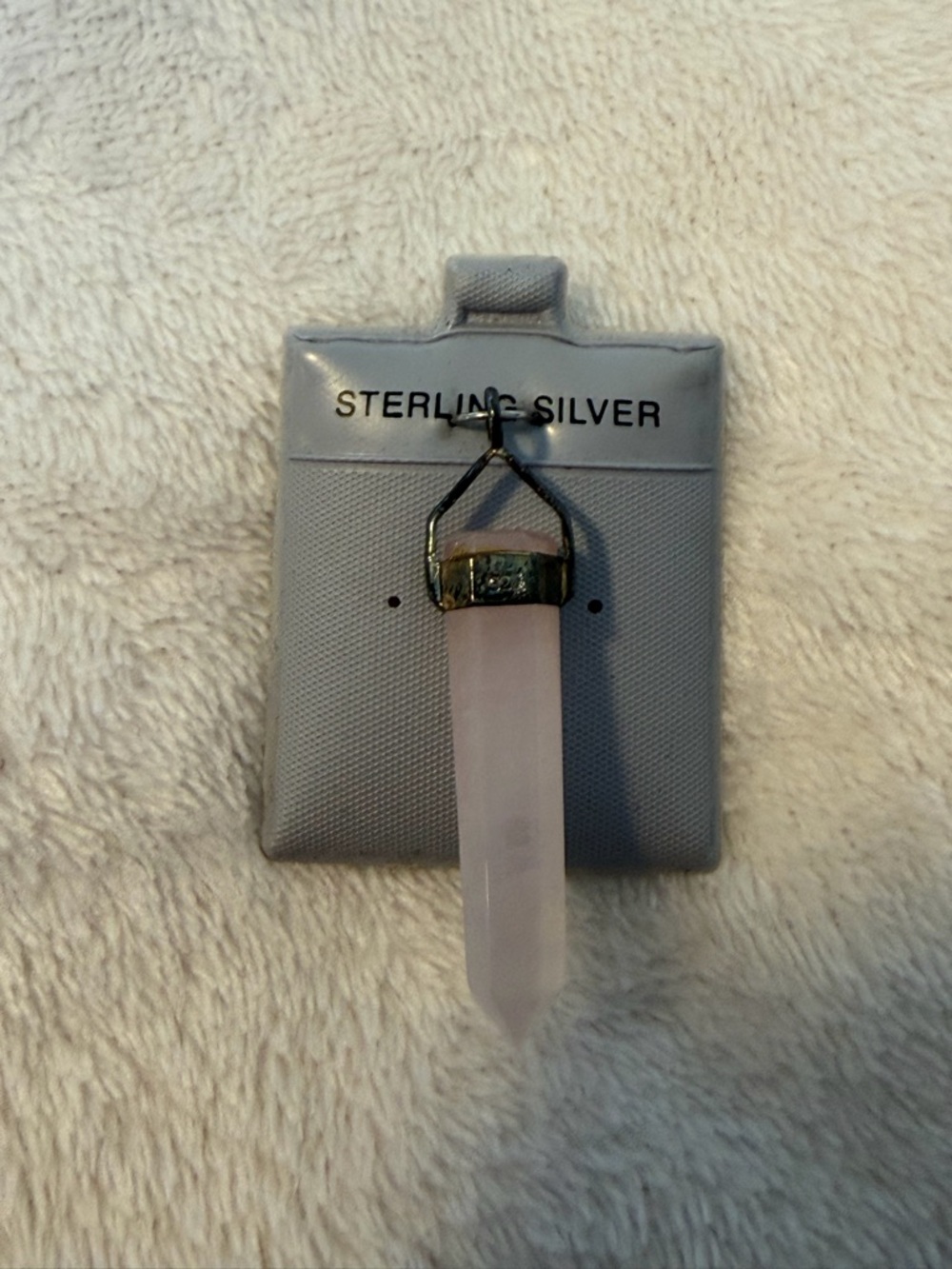 Sterling Silver Rose Quartz Point Pendant - Picture 2 of 2